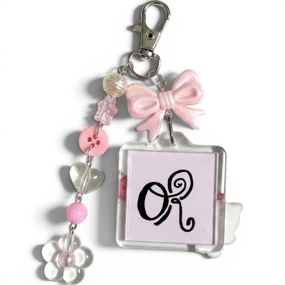 Olivia Rodrigo GUTS Pink Bow Hello Kitty Custom Beaded Keychain Bag Charm